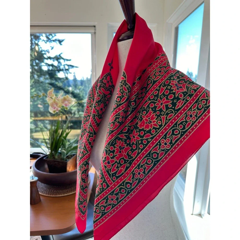 Vintage Perry Ellis red silk scarf